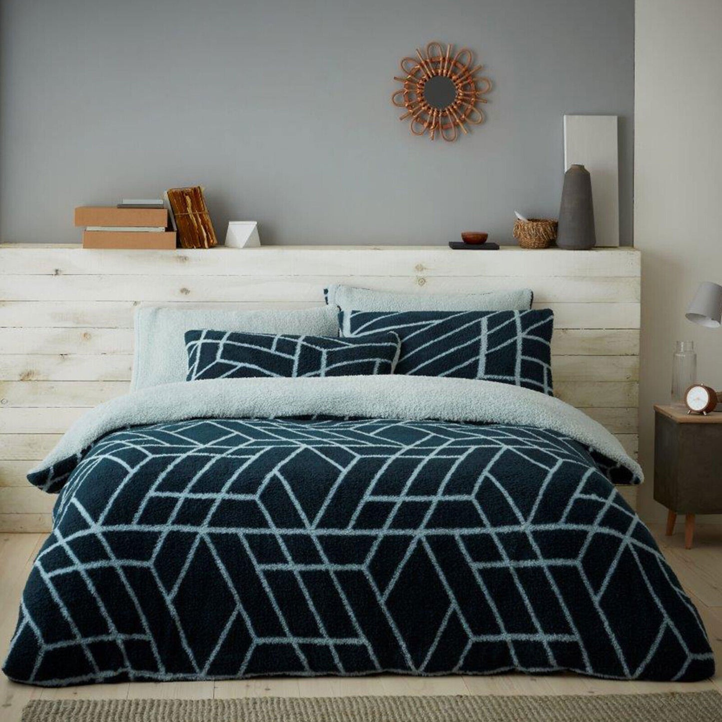 Geometric Teddy Fleece Duvet Set