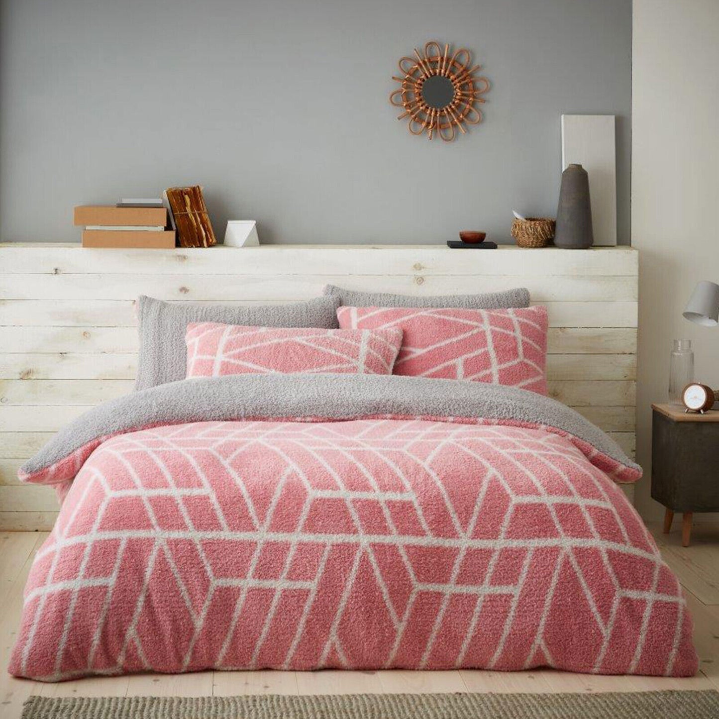 Geometric Teddy Fleece Duvet Set