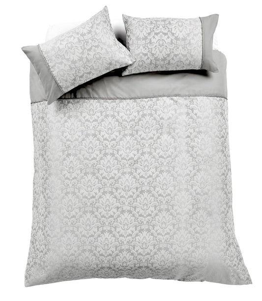 Damask Jacquard Duvet Set - Grey