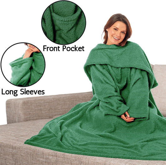 Wearable TV Blanket with Sleeves and Pocket