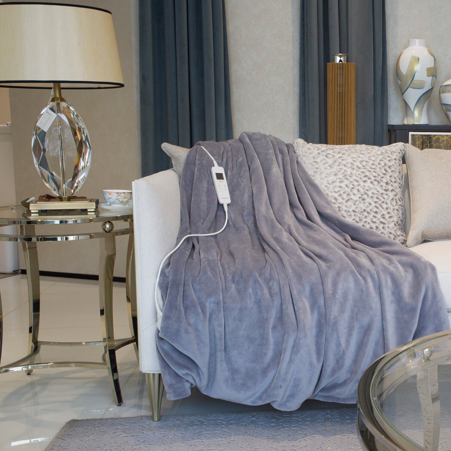 Electric Heated Throw Over Blanket With Adjustable Control