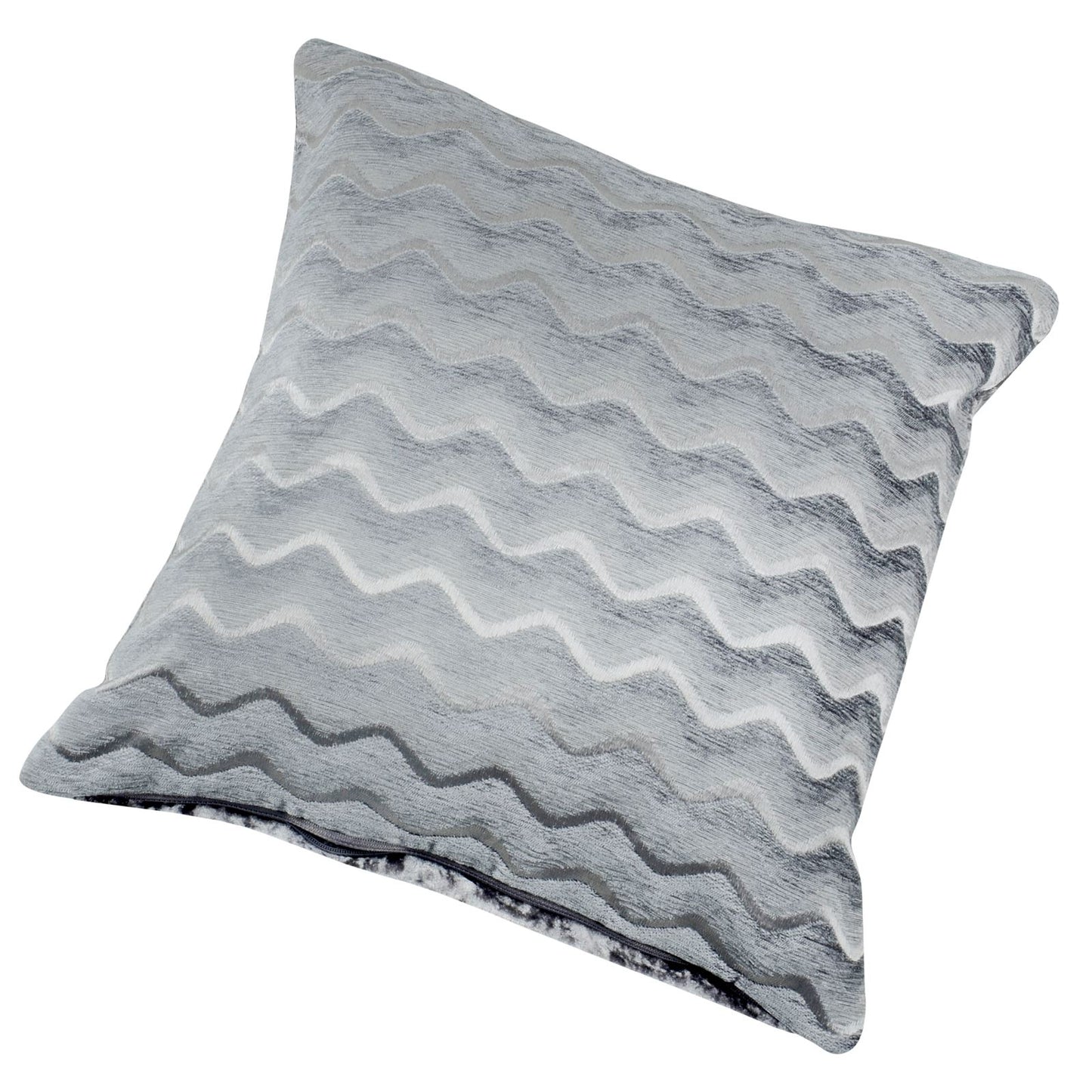 2 Pack Wavy Design Reversible Crushed Velvet 18" Cushion Cover Grey