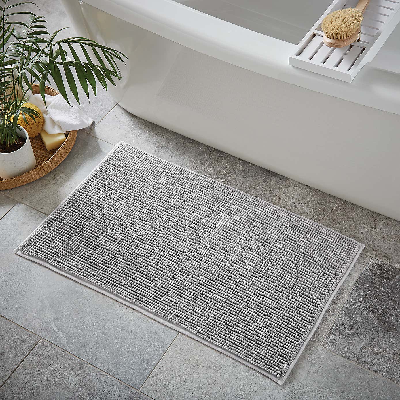 Silver Luxury Loop Pebble Bath Mat