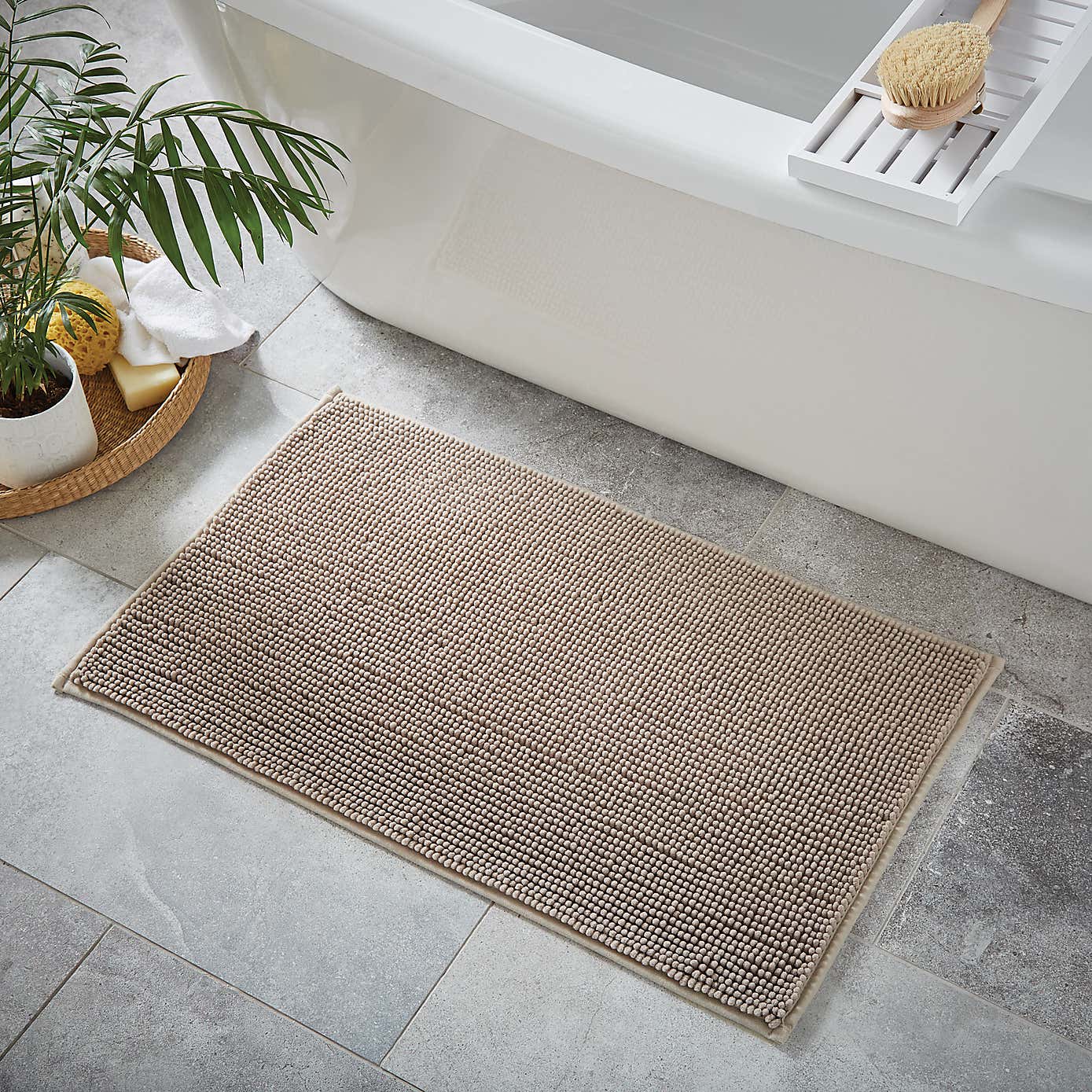 Natural Mink Luxury Loop Pebble Bath Mat