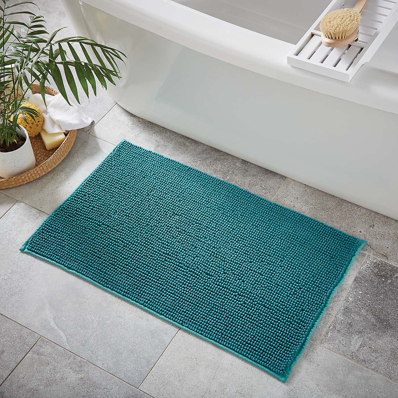 Luxury Loop Pebble Bath Mat Teal