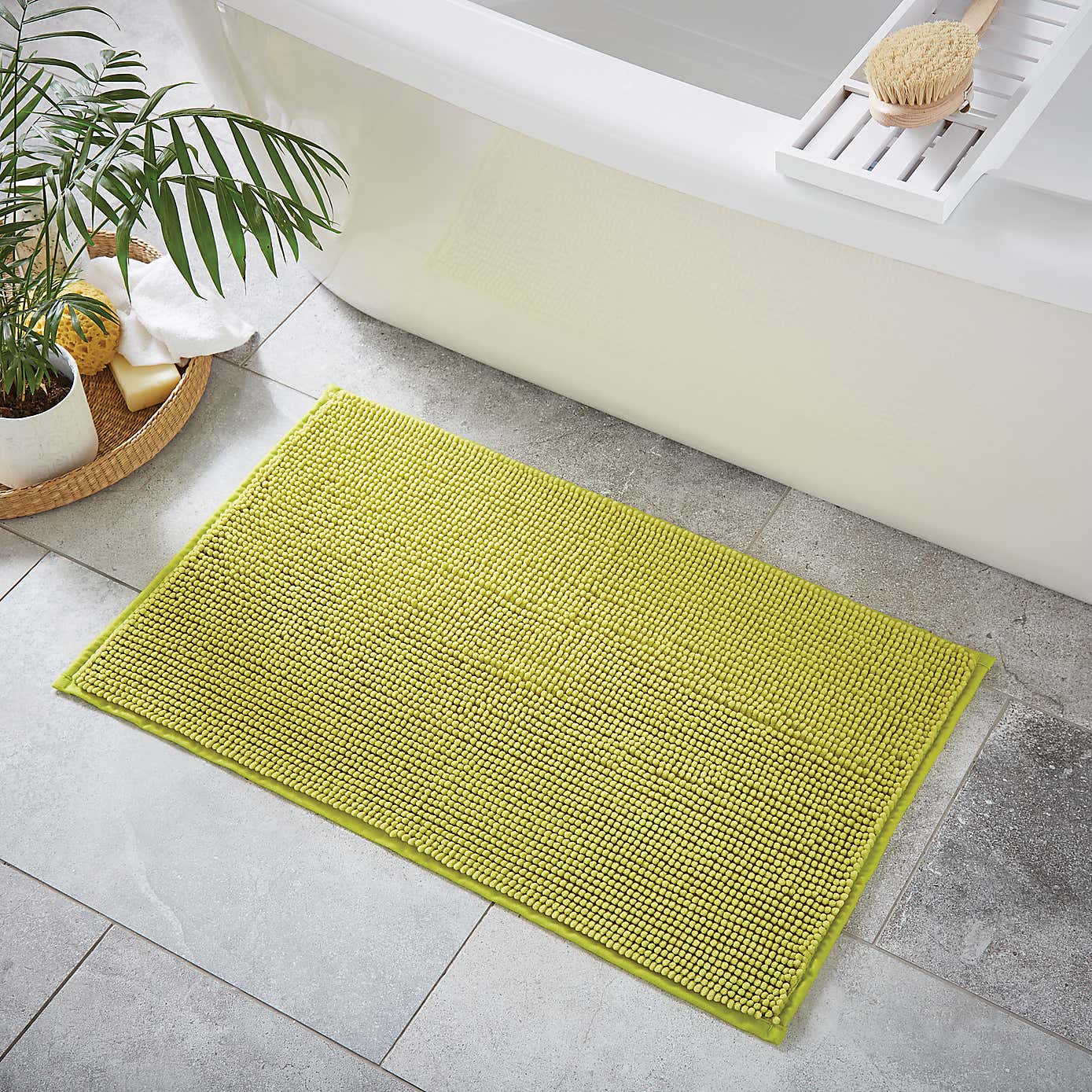 Luxury Loop Pebble Bath Mat Lime