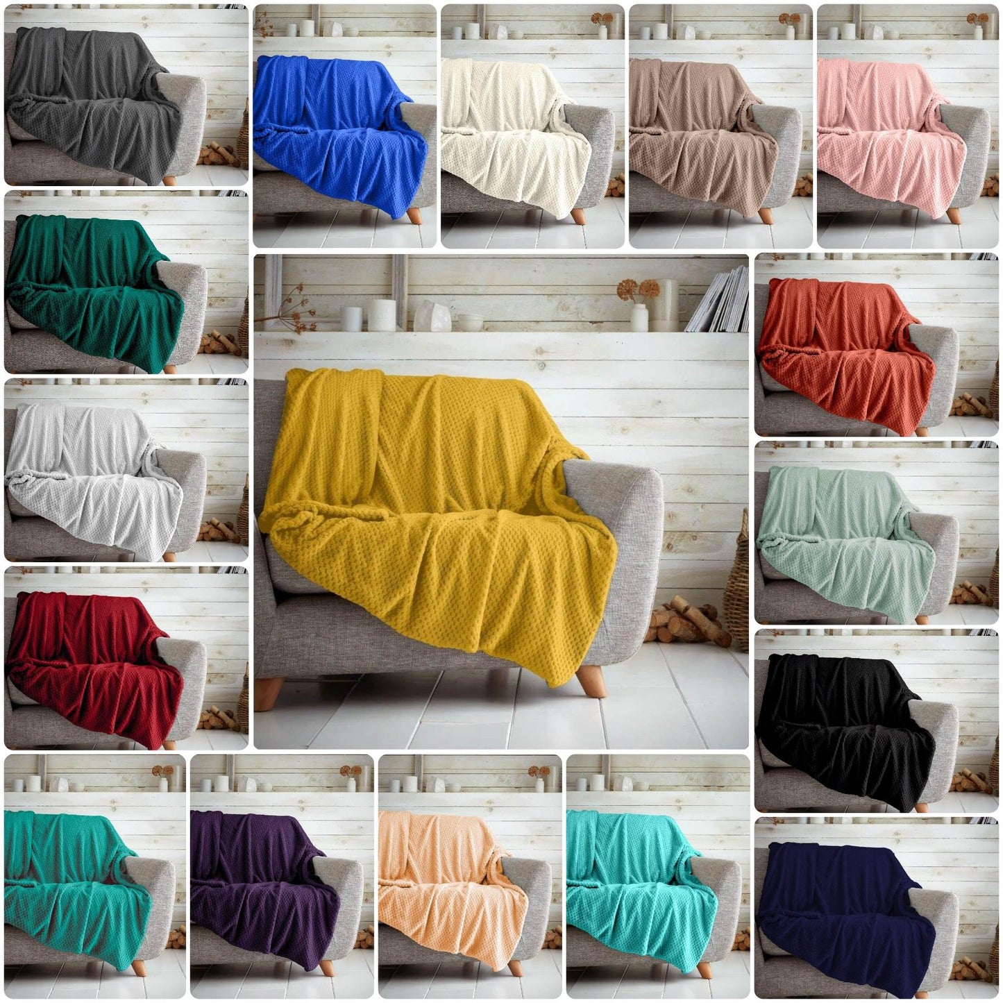 Luxury Popcorn Waffle Blanket Assorted Large or Extra Large