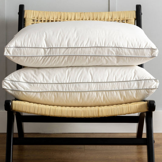 Luxury 8cm Box Pillow Pair Medium/Firm Cotton with Piped Edging
