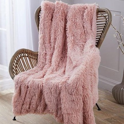 Hug & Snug Super Soft Shaggy Throw Blush Pink