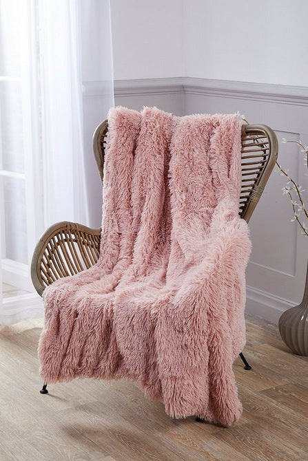 Hug & Snug Super Soft Shaggy Throw Blush Pink