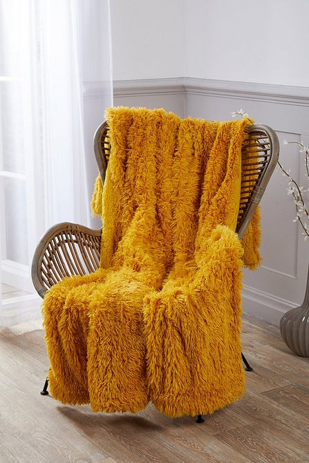 Hug & Snug Super Soft Shaggy Throw Ochre