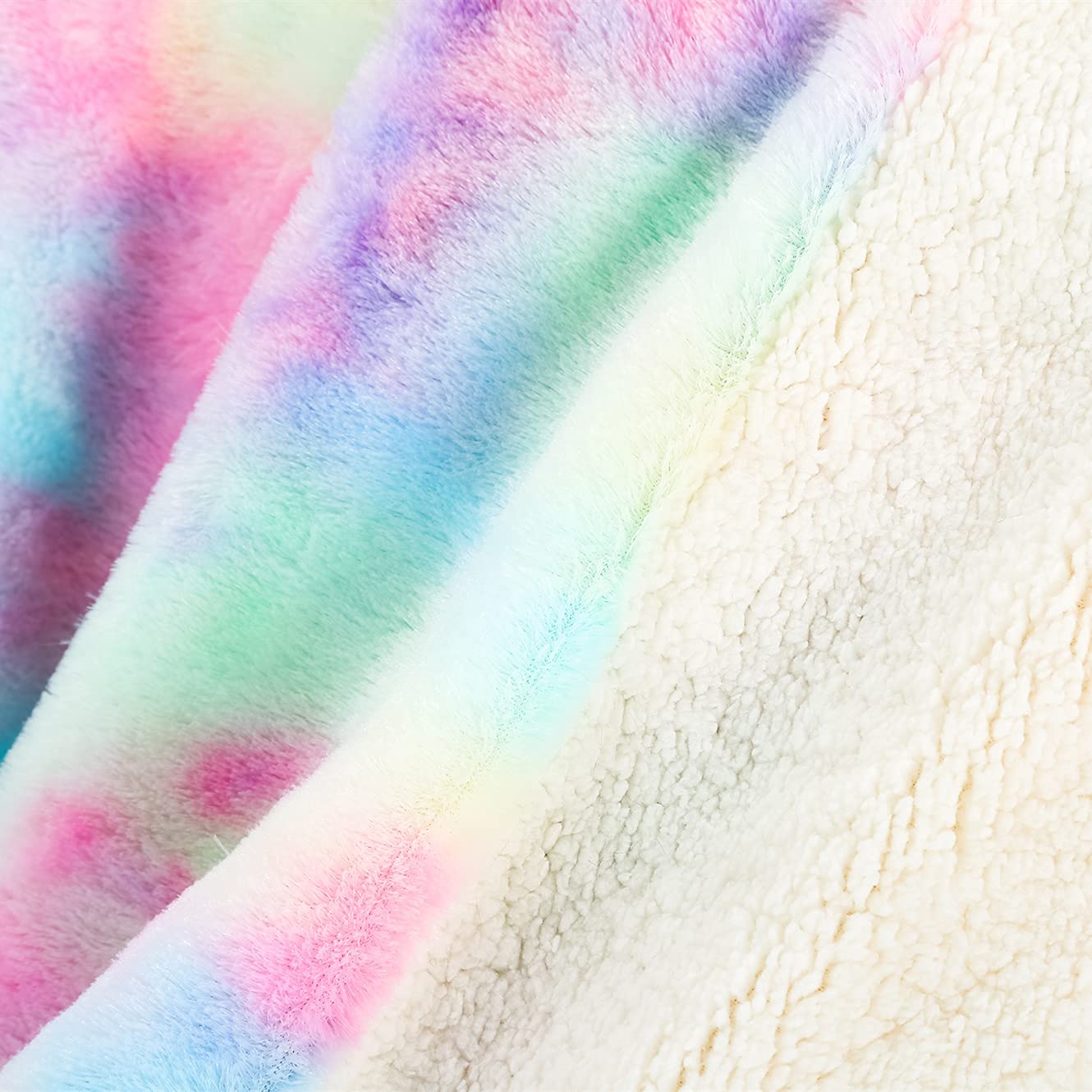 Rainbow Sherpa Fleece Tie-Dye Blanket