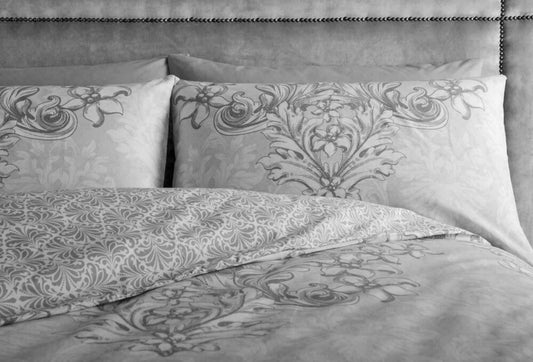 Grey Damask Antoinette Reversible Duvet Set