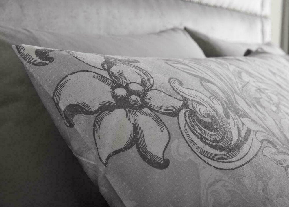 Grey Damask Antoinette Reversible Duvet Set