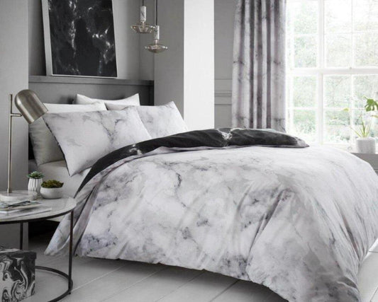 White Marble Reversible Duvet Set