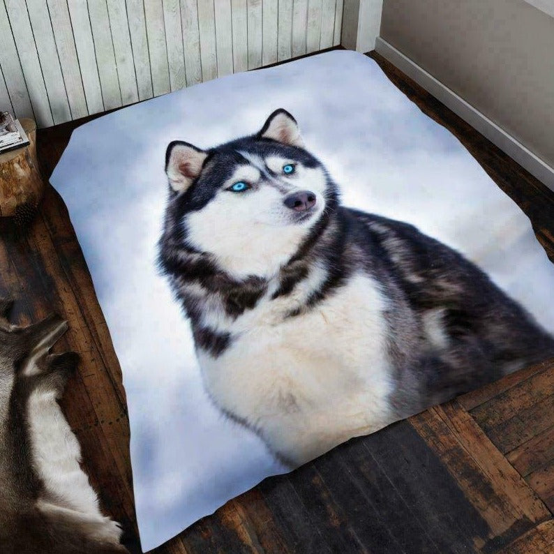 Husky Dog Faux Fur Super Soft Throw