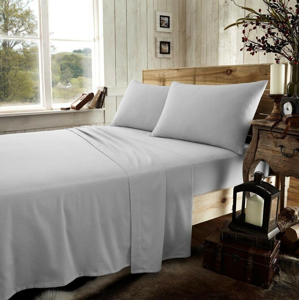 Flannelette Pillowcase Pair Soft & Cosy Brushed Cotton - Various Colours