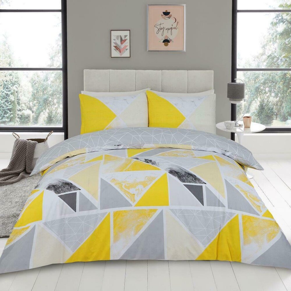 Oche Marble Geometric Mila Reversible Duvet Set