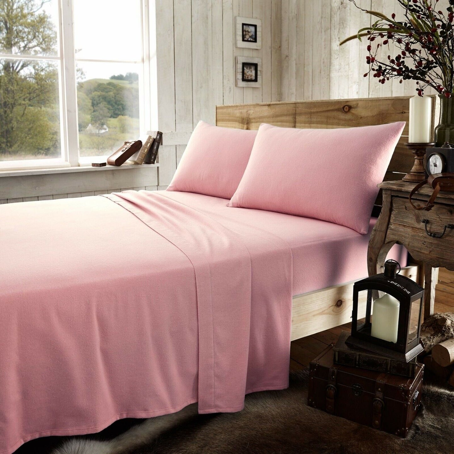 Flannelette Pillowcase Pair Soft & Cosy Brushed Cotton - Various Colours