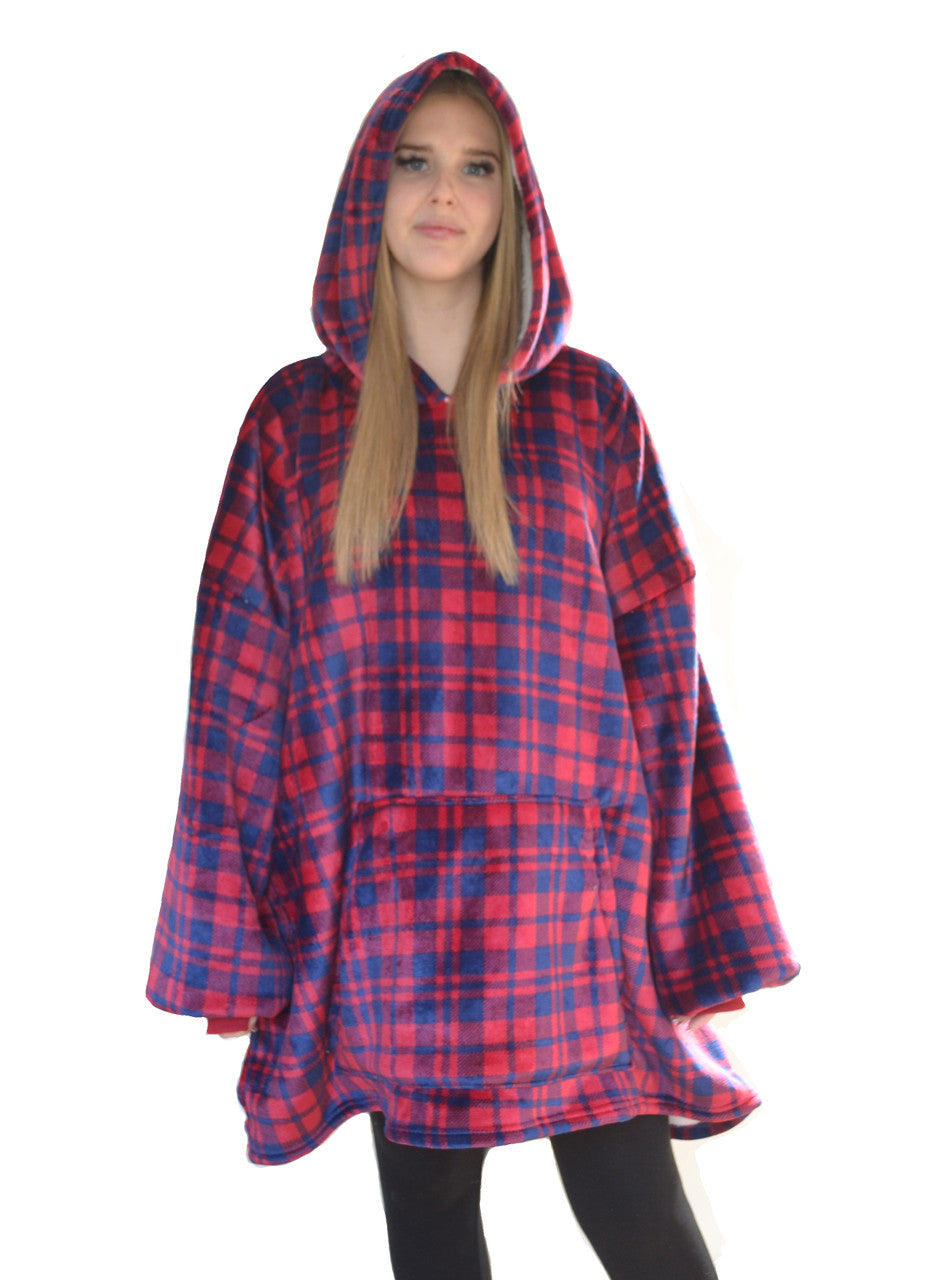 NEW Extra Thick Oversized Sherpa Fleece Hoodie Blanket Tartan
