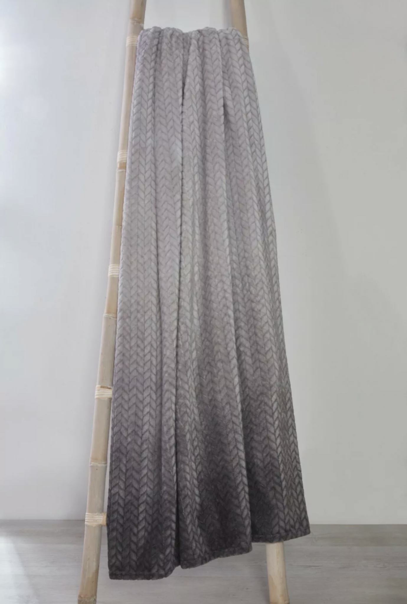 Ombre Chevron Soft Fleece Throw Charcoal