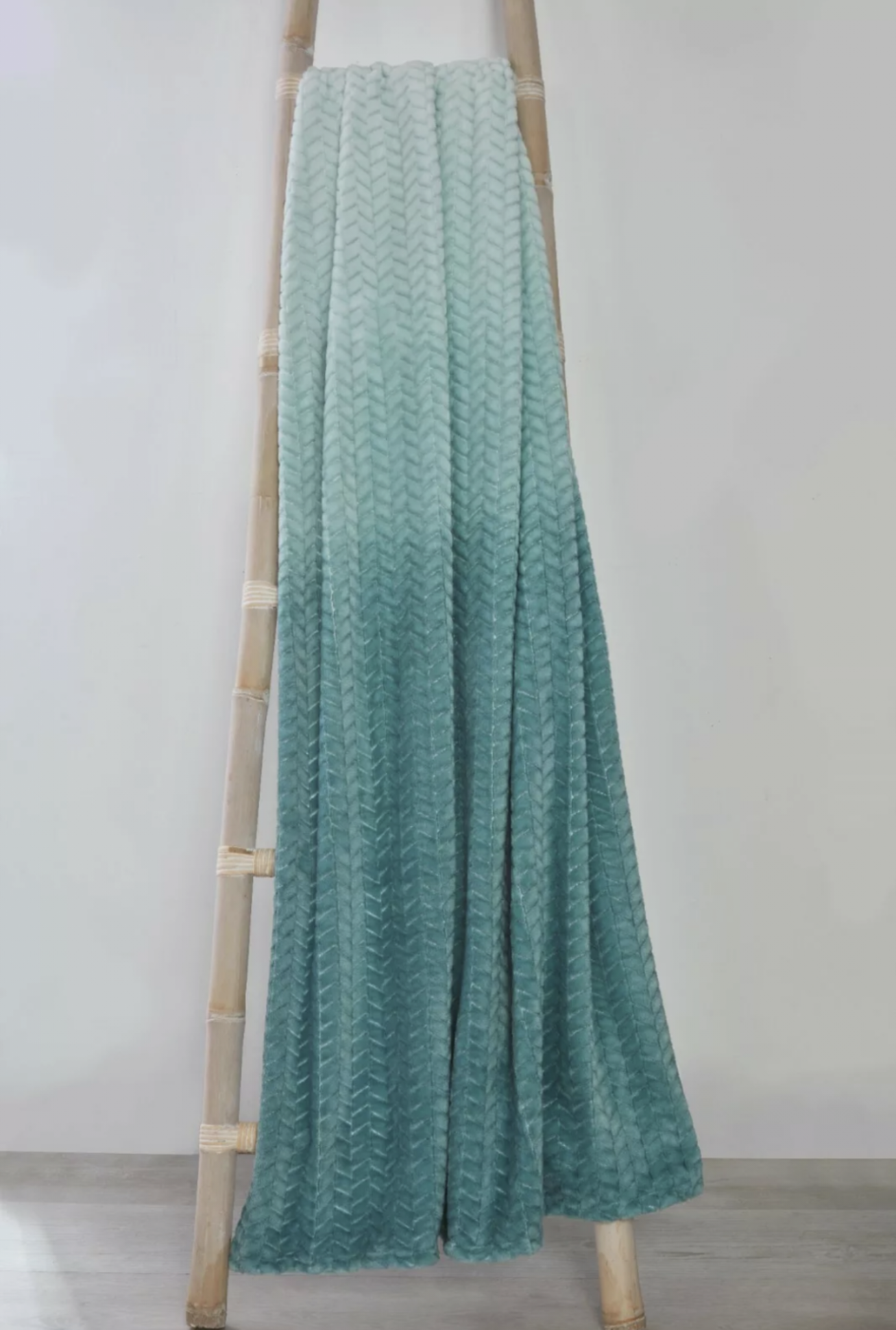 Ombre Chevron Soft Fleece Throw Teal