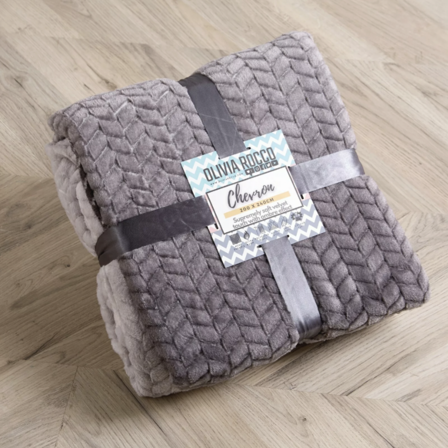 Ombre Chevron Soft Fleece Throw Charcoal