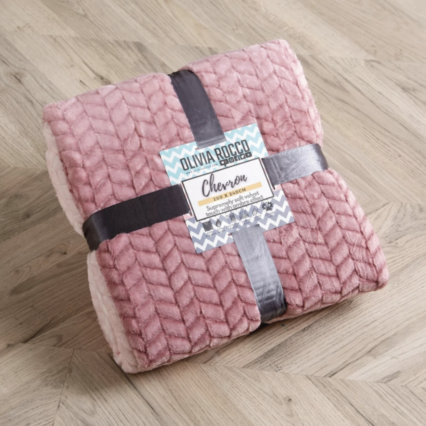 Ombre Chevron Soft Fleece Throw Blush Pink