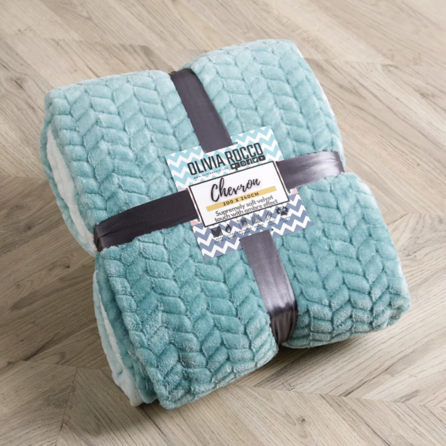 Ombre Chevron Soft Fleece Throw Teal