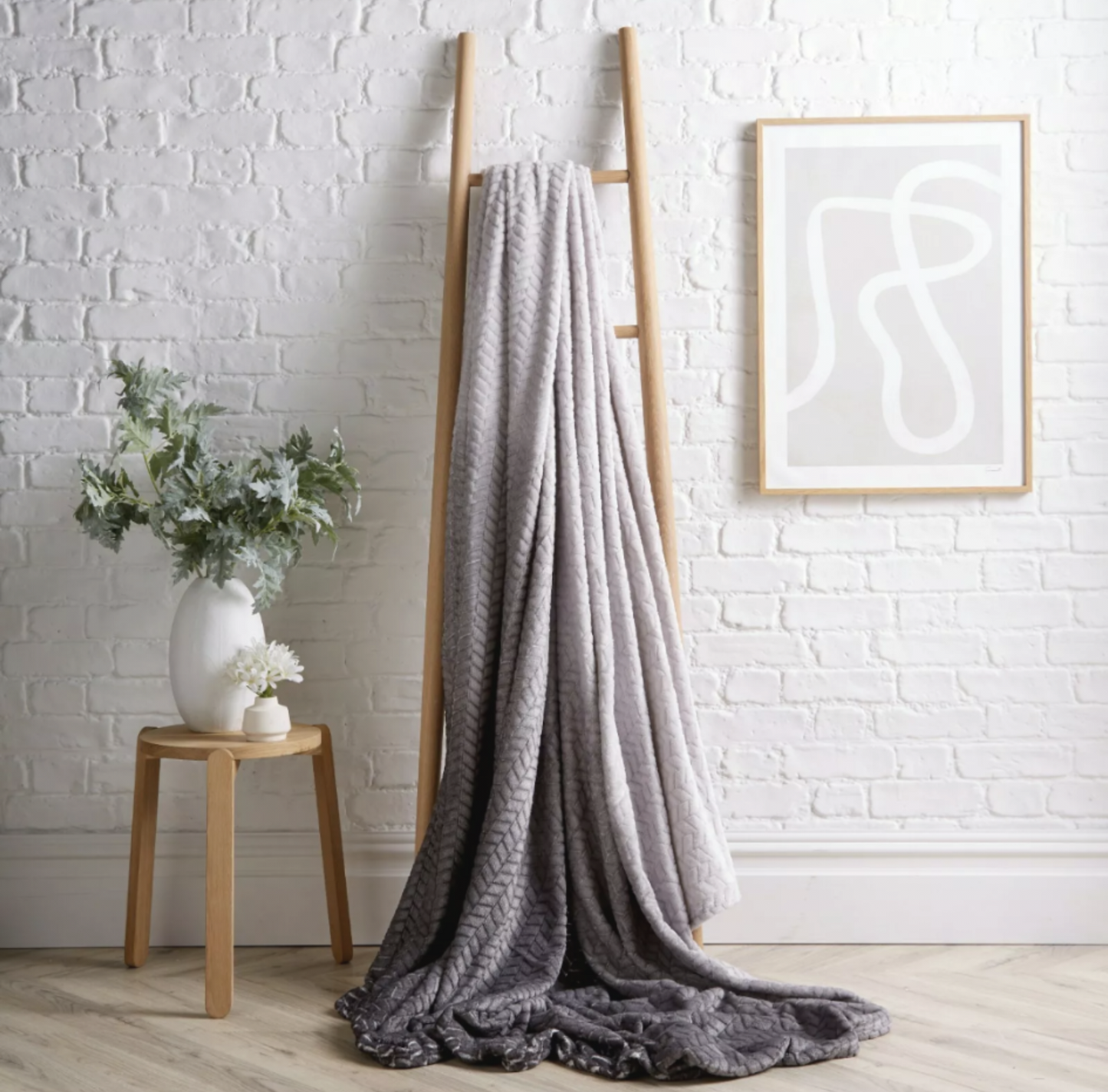 Ombre Chevron Soft Fleece Throw Charcoal