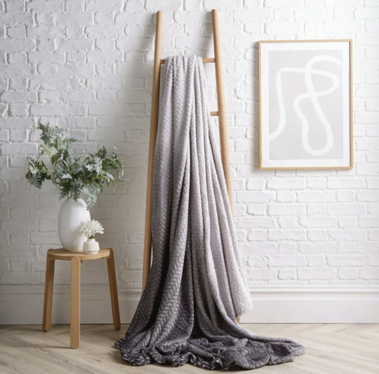 Ombre Chevron Soft Fleece Throw Charcoal