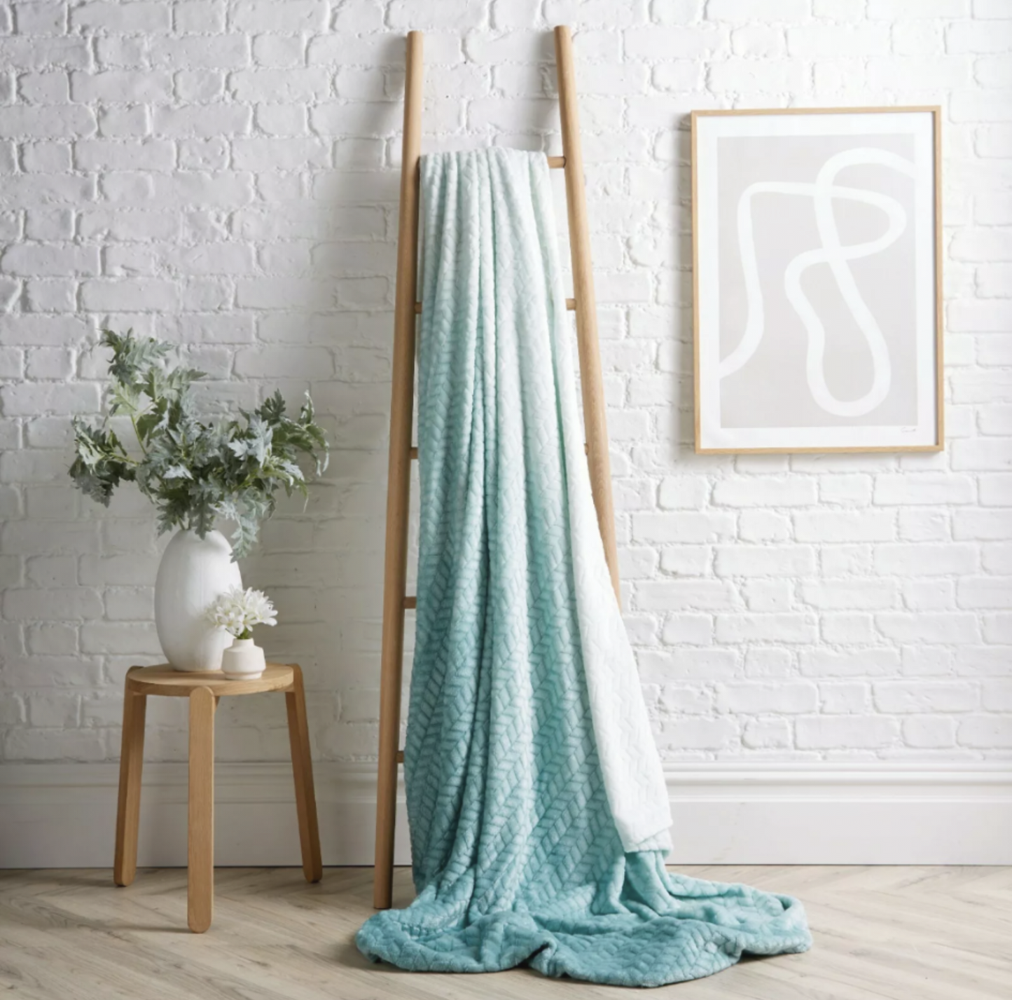 Ombre Chevron Soft Fleece Throw Teal