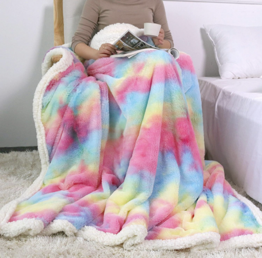 Rainbow Tie-Dye Teddy Fleece Reversible Duvet Set