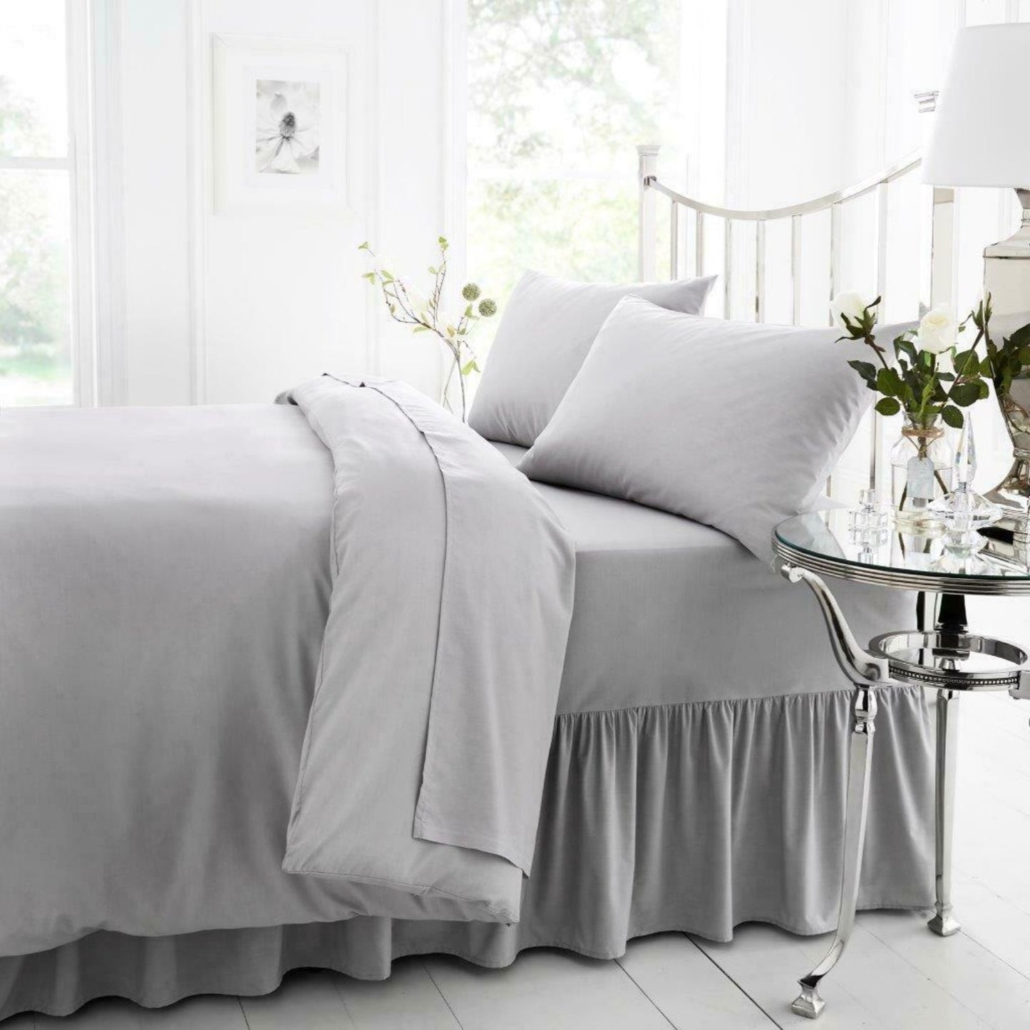 Easycare Percale Fitted Valance Frilled Sheet - Various Colours