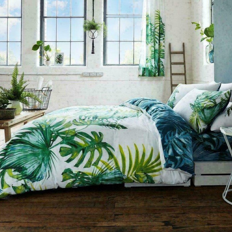 Tropical Leaf Green Reversible Duvet Set GC