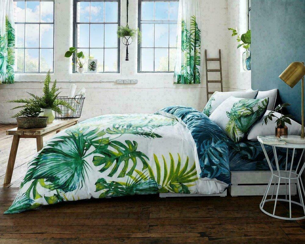Tropical Leaf Green Reversible Duvet Set GC