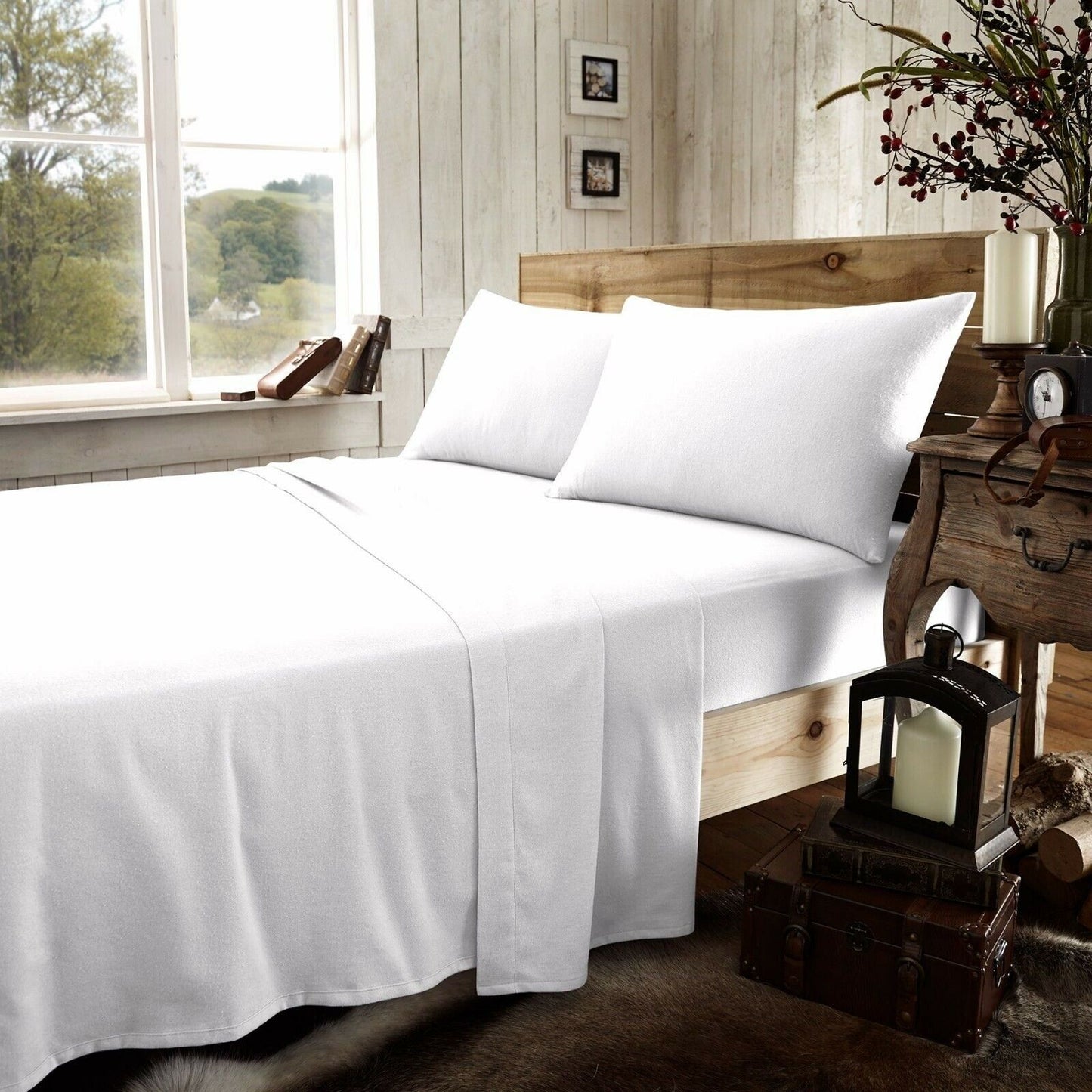 Flannelette Pillowcase Pair Soft & Cosy Brushed Cotton - Various Colours