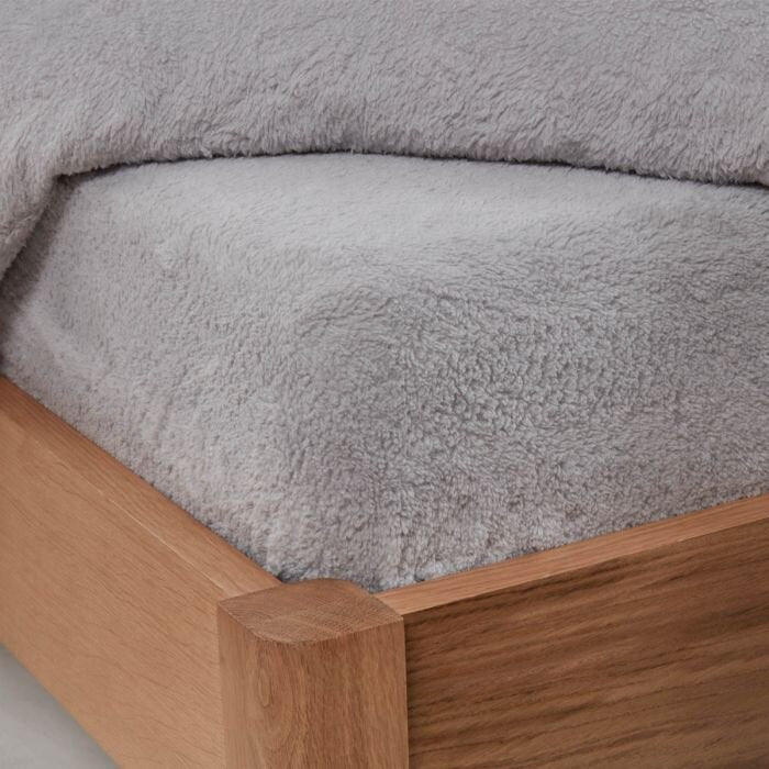 Teddy Fleece Thermal Fitted Sheet Silver