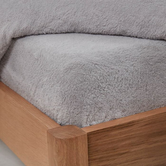 Teddy Fleece Thermal Fitted Sheet Silver