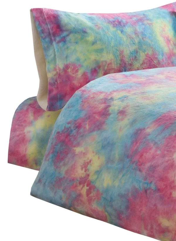 Rainbow Tie-Dye Teddy Fleece Reversible Duvet Set
