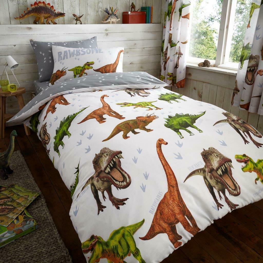 Roar! Dinosaur Reversible Kids Single Duvet Cover Pillowcase