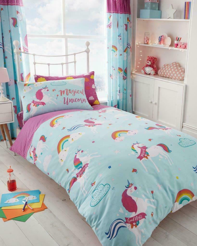 Unicorn Fairy Tale Reversible Kids Single Duvet Cover & Pillowcase