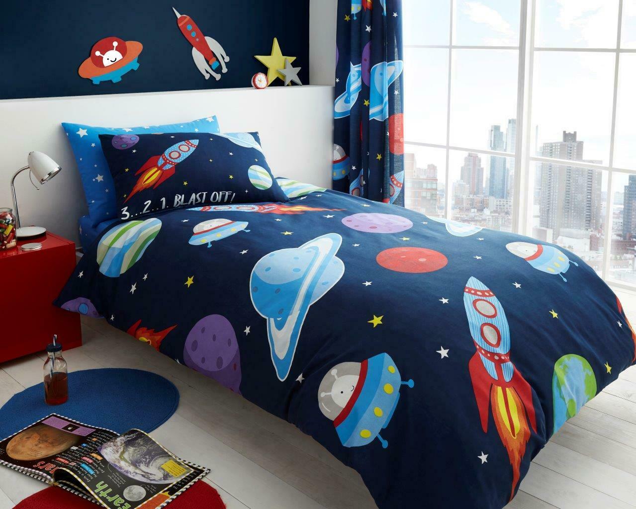 Outer Space Reversible Kids Single Duvet Cover & Pillowcase