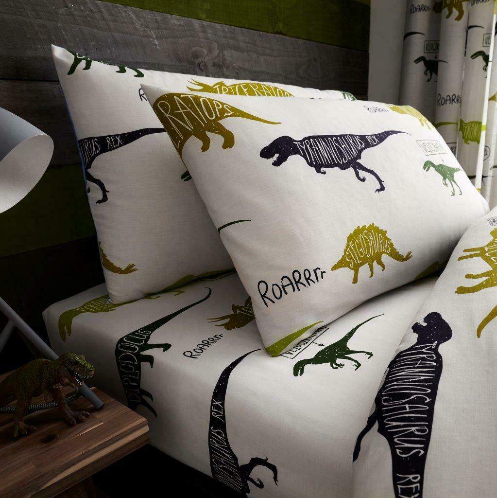 Dinosaur Panel Reversible Kids Single Duvet Cover & Pillowcase