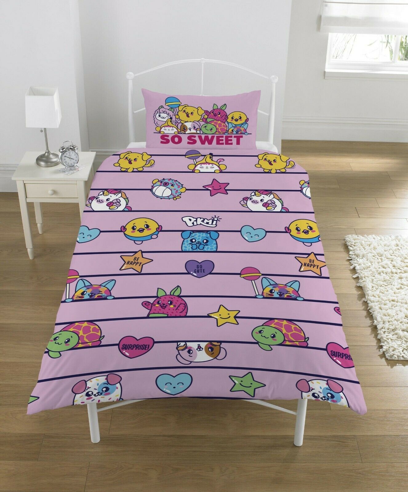 Pikmi Poms Surprise Pink Single Duvet Cover & Pillowcase