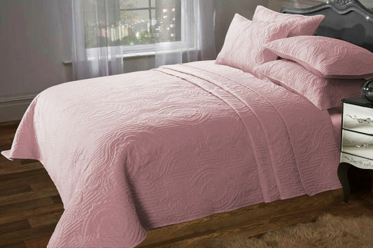 Designer Sorrento Quilted Bedspread & Pillow Sham Pair Blush Pink