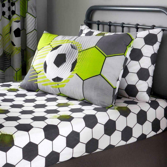 Football Stamp Reversible Kids Single Duvet Cover & Pillowcase