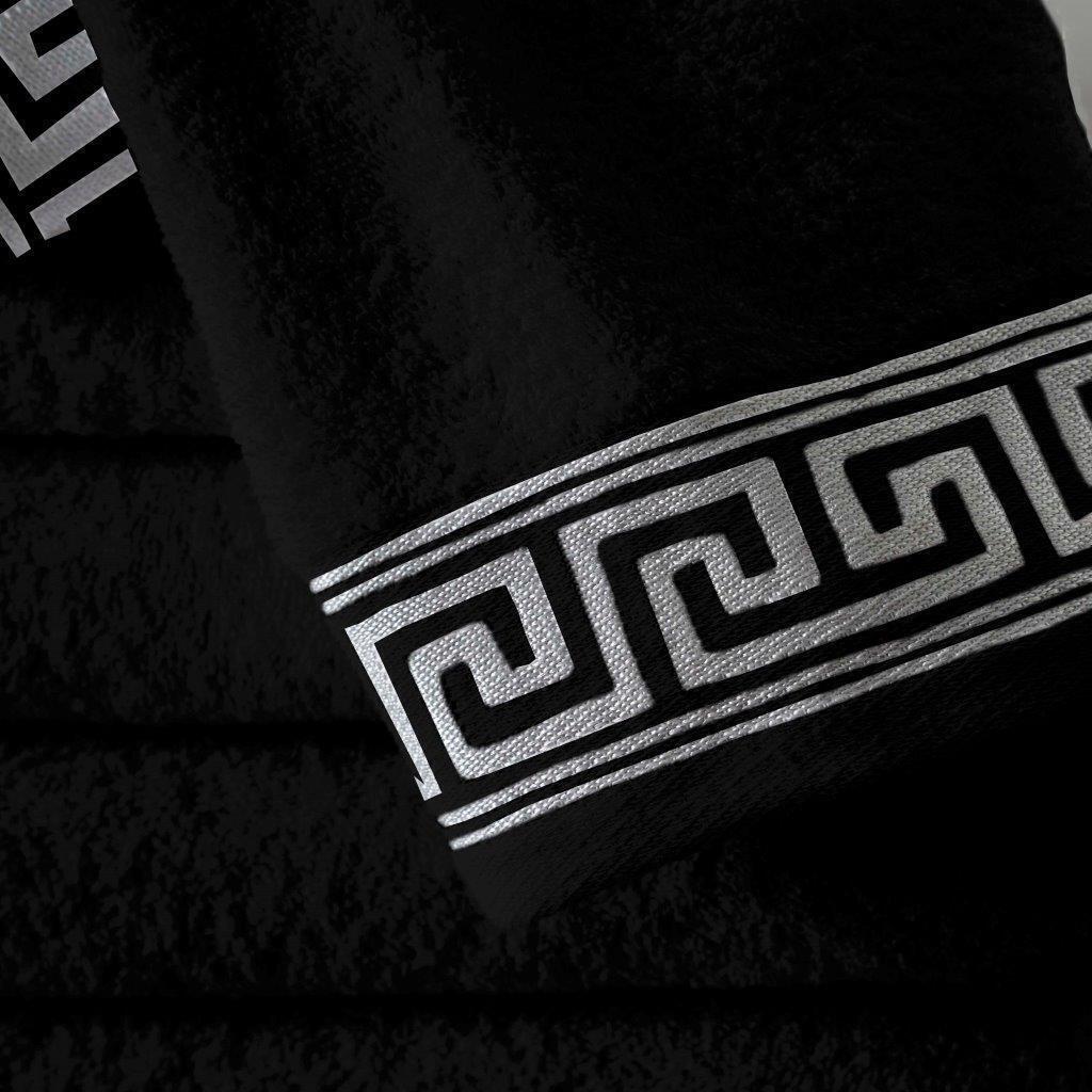 100% Egyptian Cotton Luxury Embroidered Greek Key Hand Towels