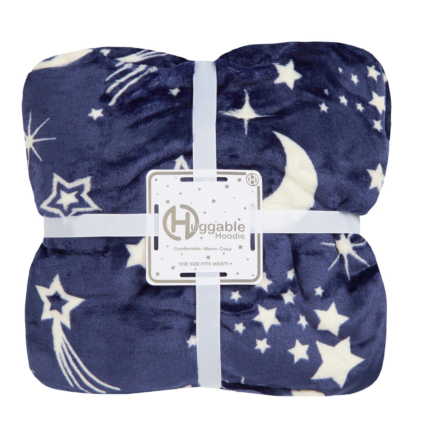 Shooting Stars Navy Oversized Sherpa Fleece Hoodie Blanket