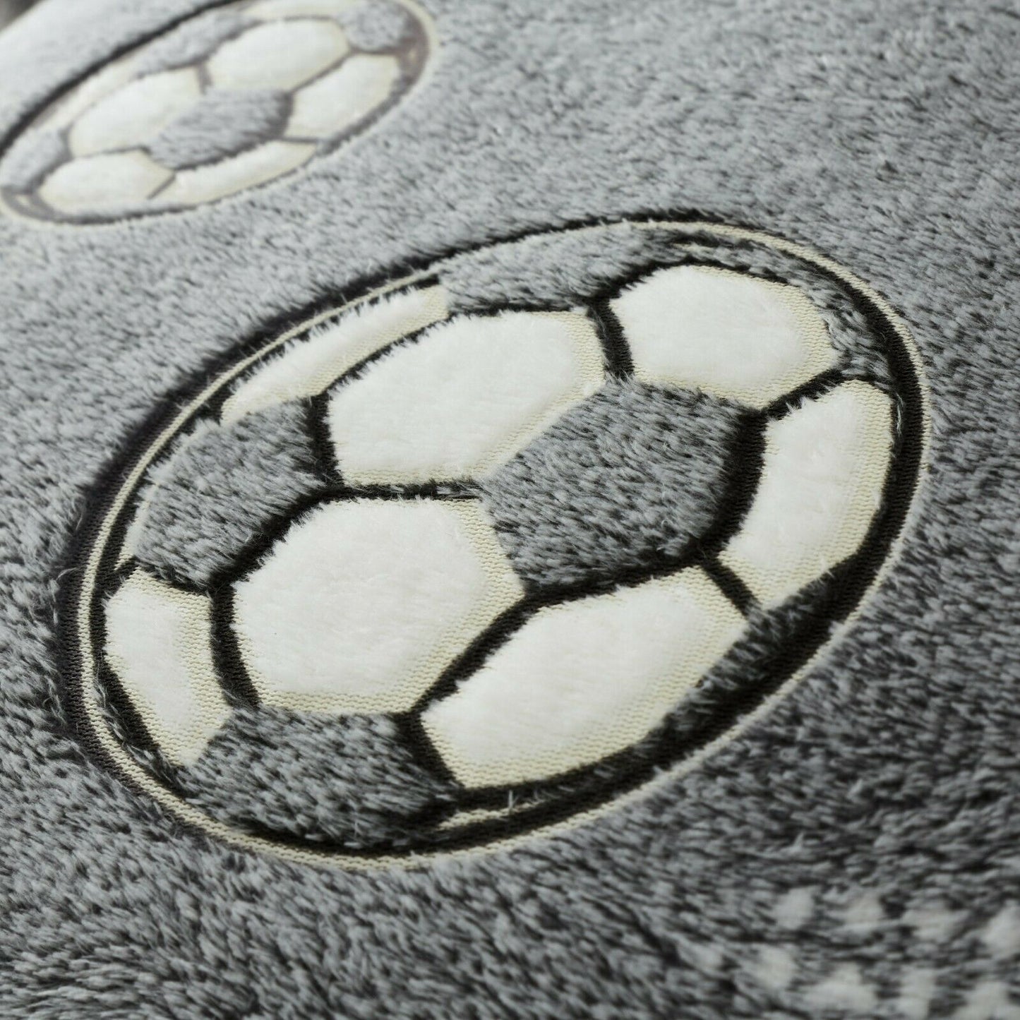 Teddy Fleece Glow in the Dark Grey Football Duvet Set
